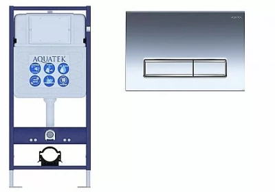 Инсталляция для унитаза Aquatek Standart INS-0000012 с кнопкой KDI-0000023 хром глянцевый