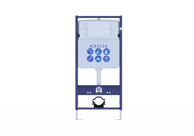 Унитаз с инсталляцией Aquatek Классик SET AQUATEK КЛАССИК cm-010 4в1 с кнопкой хром глянцевый, с крышкой микролифт, безободковый
