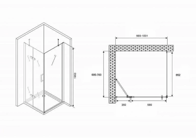 Душевой уголок ABBER Zart AG08100-S71 100x70 стекло прозрачное/профиль хром