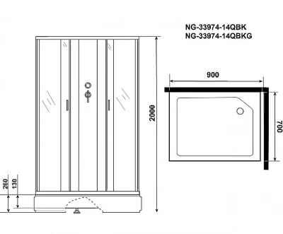Душевая кабина Niagara Classic NG-33974-14QBK 90x70