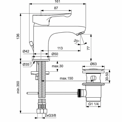 Смеситель для раковины Ideal Standard Dot 2.0 BC320AA