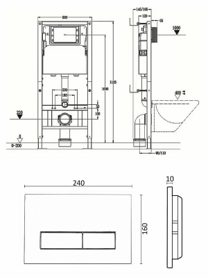 Инсталляция для унитаза Agger ACC500+APB0200 с кнопкой хром
