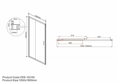 Душевая дверь Vincea Garda VDS-1G105CLGM 105 стекло прозрачное/профиль вороненая сталь