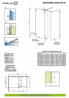 Душевое ограждение Radaway Euphoria Walk-in III (160-238)x100