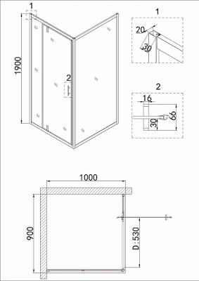 Душевой уголок Niagara Nova NG-43-9AG-NG-A100G 90х100