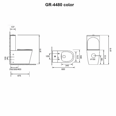 Унитаз Grossman Color GR-4480BRMS безободковый, с крышкой микролифт, с бачком, коричневый матовый