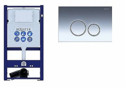 Инсталляция для унитаза Aquatek INS-0000016 с кнопкой KDI-0000018 хром глянцевый