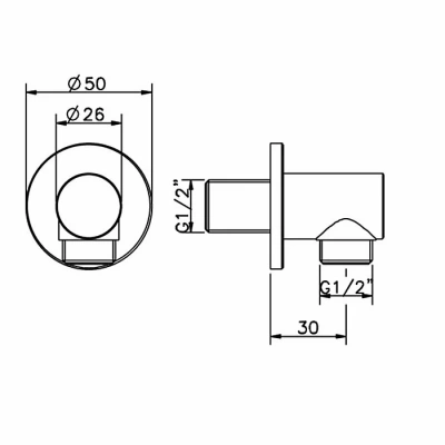 Подключение для шланга Cisal LESS NEW DS01733040 черный матовый