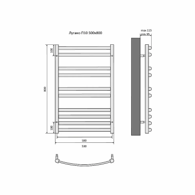 Полотенцесушитель водяной Aquatek Лугано AQ DOC1080BL П10 50х80 черный муар