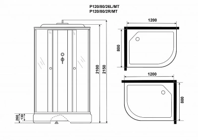 Душевая кабина Niagara Promo P120/80/26/MT 120х80