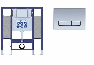Инсталляция для унитаза Aquatek INS-0000015 с кнопкой KDI-0000027 никель