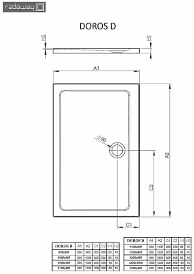Душевой поддон Radaway Doros D SDRD1190-01 110х90 белый