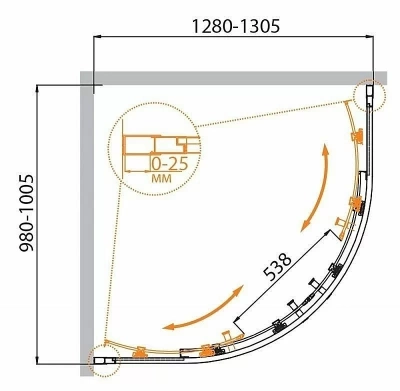 Душевой уголок Cezares MOLVENO RH-2 прозрачный 130x100