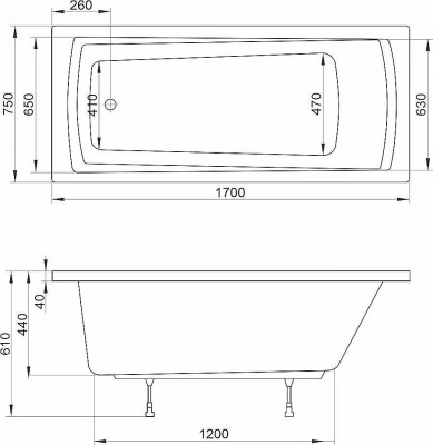 Ванна акриловая Ravak DOMINO PLUS C631R00000 170х75