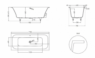 Ванна Salini Orlanda AXIS S-Stone 170x75 103223M белая матовая