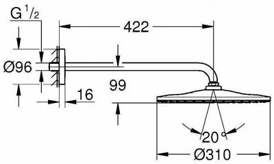 Верхний душ Grohe Rainshower 310 Mono 22121KF0 фантомный черный
