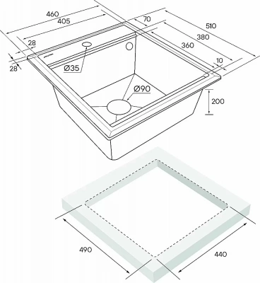 Кухонная мойка Paulmark STEPIA 45 + коландер ADVANCE PM114651-AN+A375-BS антрацит
