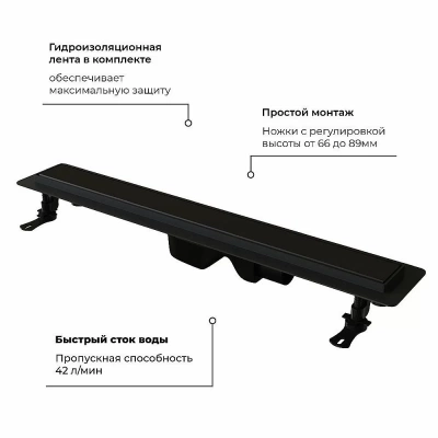 Душевой лоток RGW Drain Leo-31-60 600 Черный