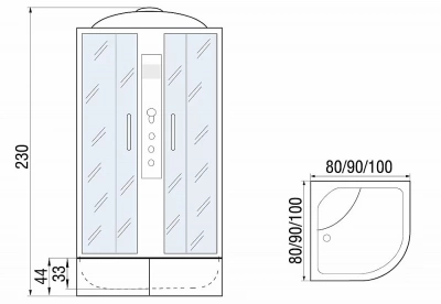 Душевая кабина River Dunay XL 100/44 TH 10000006193 с гидромассажем
