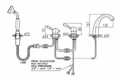 Cмеситель каскадный для ванны Rav-Slezak LABE L576.5PSM
