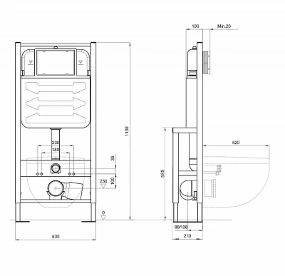 Инсталляция для унитаза Aquatek INS-0000016 с кнопкой KDI-0000015 белая/хром