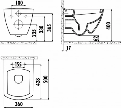 Унитаз подвесной с функцией биде CREAVIT Tetra TP326-00 белый