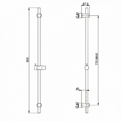 Душевая штанга PAINI 50PZ129TTRI черный матовый