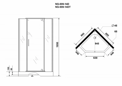 Душевой уголок Niagara Eco NG-009-14DT 90х90 0091432DT профиль черный/стекло тонированное