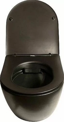 Унитаз подвесной SantiLine SL-5018MB+SL-03 безободковый, с инсталляцией, с крышкой микролифт, черный матовый
