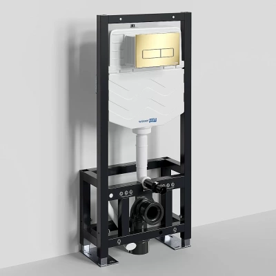 Инсталляция для унитаза WasserKraft Dill 61TLT.010.ME.PG03 с кнопкой глянцевое золото