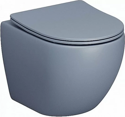 Унитаз подвесной Grossman Color GR-4455BSMS-21 безободковый, с крышкой микролифт, голубой матовый