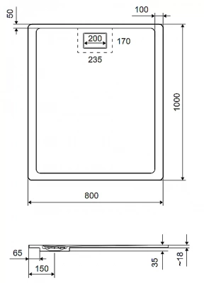 Душевой поддон Excellent Lavano 100x80 бежевый