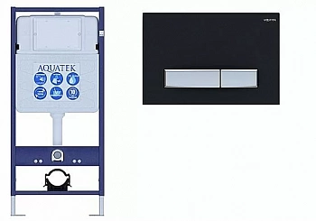 Инсталляция для унитаза Aquatek Standart INS-0000012 с кнопкой KDI-0000026 черная матовая/никель