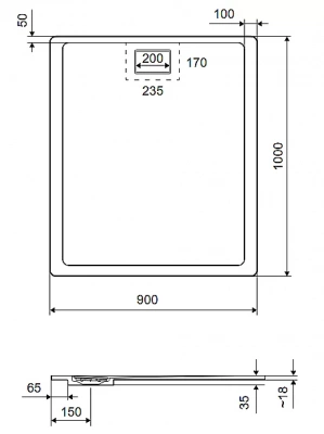 Душевой поддон Excellent Lavano 100x90 серый