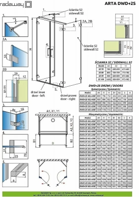 Душевой уголок Radaway Arta DWD+2S Door 40L+45R 85x80