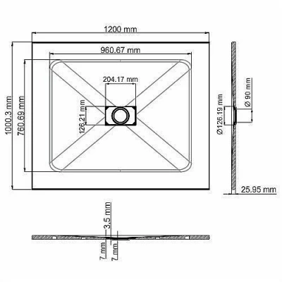 Душевой поддон WasserKRAFT Elbe 74T10 120x100