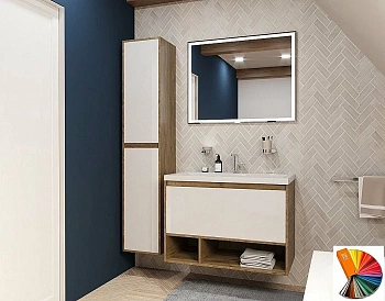 Тумба с раковиной Эстет Monaco Wood 90 подвесная 1 ящик/любой цвет тумбы и раковины под заказ