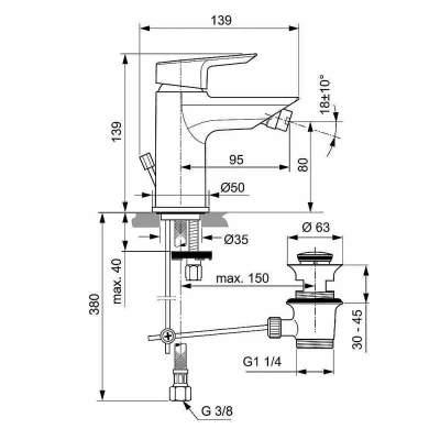 Смеситель для биде Ideal Standard Tesi A6579AA