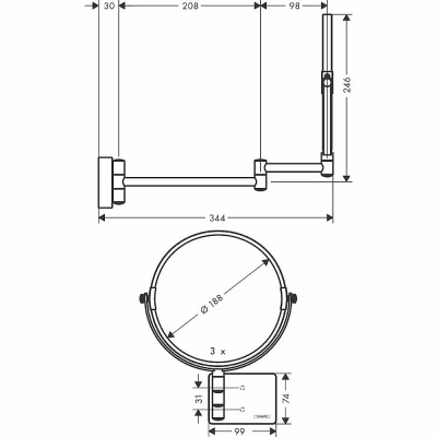 Зеркало косметическое Hansgrohe AddStoris 41791000 хром