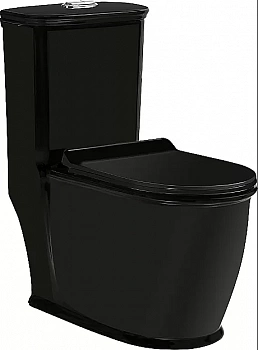 Унитаз моноблок SantiLine SL-5019MB безободковый, с крышкой микролифт, черный матовый