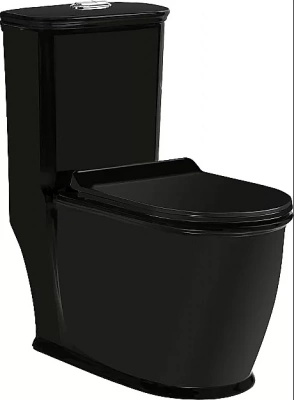 Унитаз моноблок SantiLine SL-5019MB безободковый, с крышкой микролифт, черный матовый