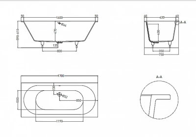 Ванна Salini Ornella AXIS S-Sense 170x75 103413G белая глянцевая