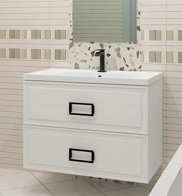 Тумба с раковиной LA FENICE Cubo Bianco TWIN 100 белая/ручки черные