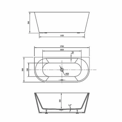 Ванна акриловая Vincea VBT-421-1700MW 170x80
