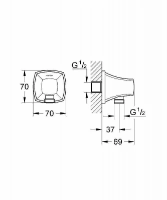 Подключение для душевого шланга Grohe Grandera 27970000 хром