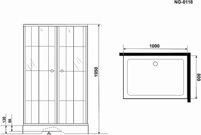 Душевой уголок Niagara Nova NG-0118-14 100х80 стекло прозрачное/профиль черный