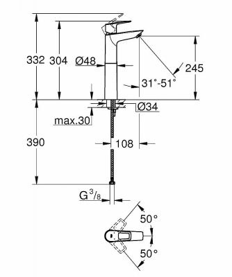 Смеситель для раковины Grohe BauLoop 2020 23764001