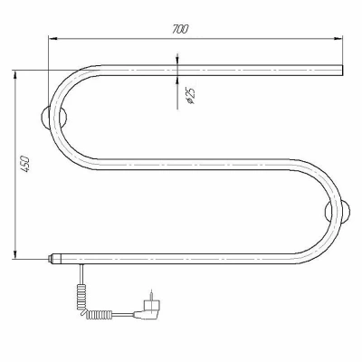 Полотенцесушитель электрический Domoterm S-образный DMT 112 42x70 EK хром