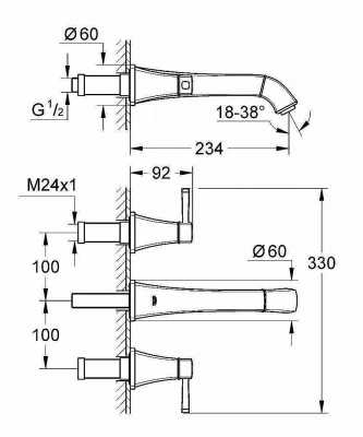 Смеситель для раковины Grohe Grandera 20415IG0 хром/золото