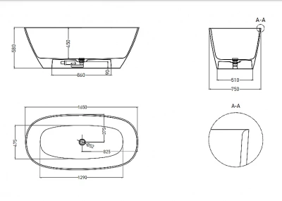 Ванна Salini SOFIA LIGHT S-Sense 165x75 103611G белая глянцевая